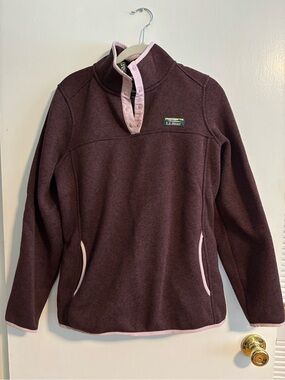 L.L. Bean Purple Fleece Pullover with Light Pink Snap Placket